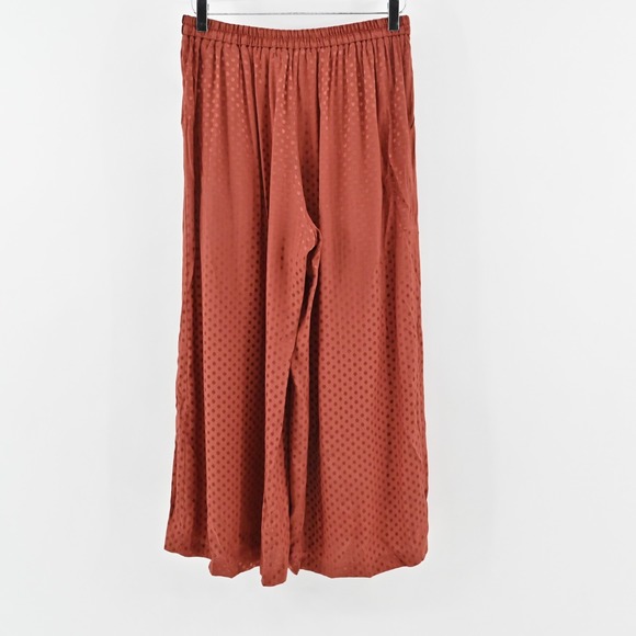 ANTHROPOLOGIE Wide Leg Pants Womens Size S Dolan Rust Polka Dot Crop Pull On - Picture 2 of 12